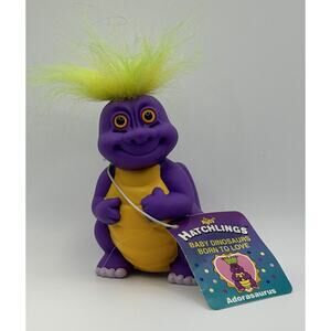 Vtg Russ Troll Hatchlings Baby Dinosaurs Adorasaurus TAG Yellow Hair